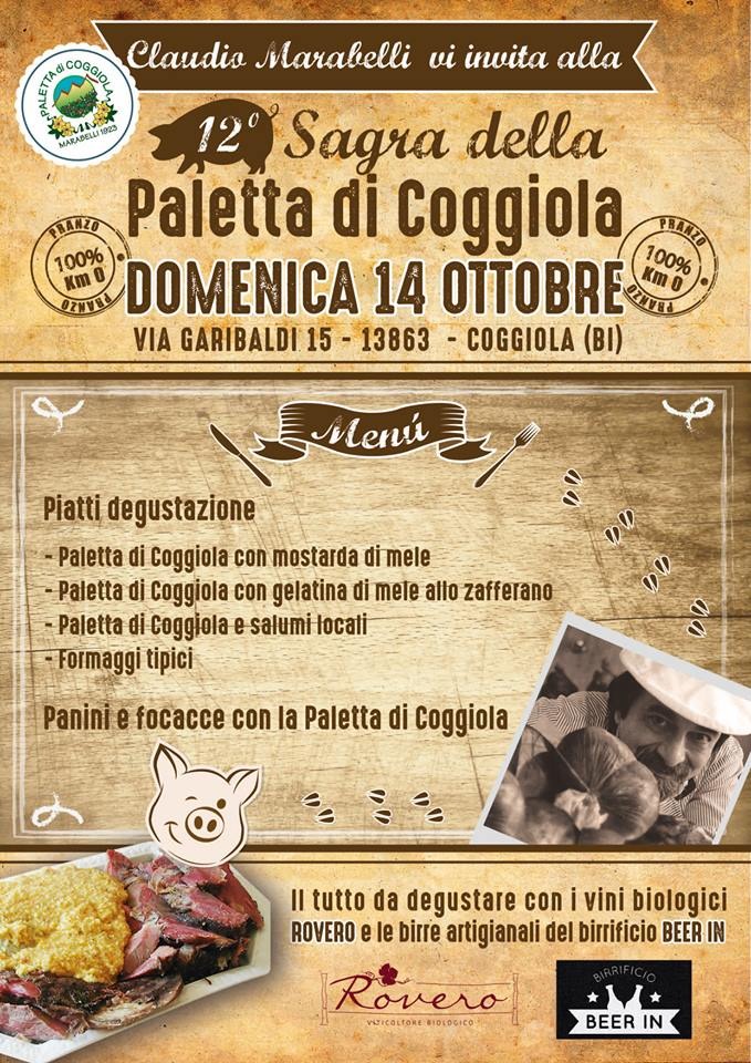 CLAUDIO MARABELLI VI INVITA ALLA SAGRA DELLA PALETTA DI COGGIOLA DOMENICA 14 OTTOBRE 2018