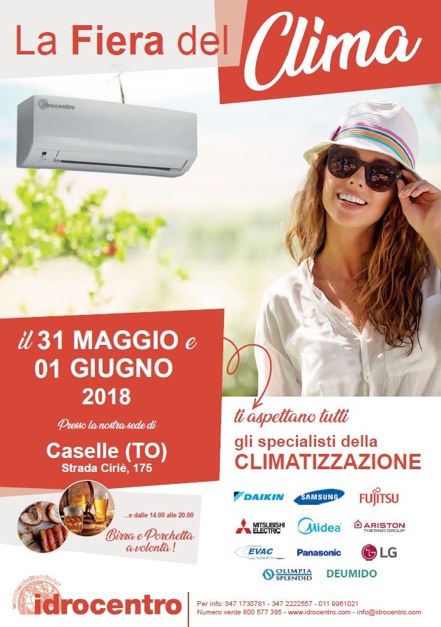 FIERA DEL CLIMA PRESSO IDROCENTRO CASELLE TORINESE, DAL 31 MAGGIO AL 1 GIUGNO 2018