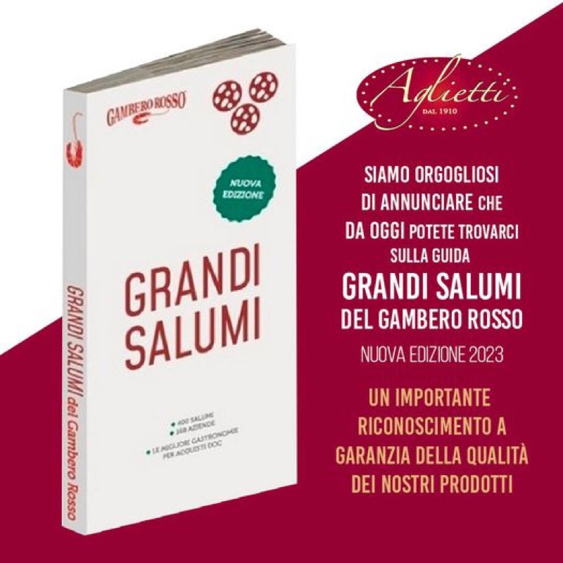 AGLIETTI CARNI E' UFFICIALMENTE SULLA GUIDA GRANDI SALUMI ED. 2023 DEL GAMBERO ROSSO! | Il Cerca Artigiano di Qualità