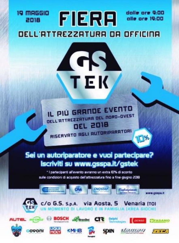 Fiera dell’attrezzatura da officina GSTEK - Torino Venaria Reale sabato 19 maggio | Il Cerca Artigiano di Qualità