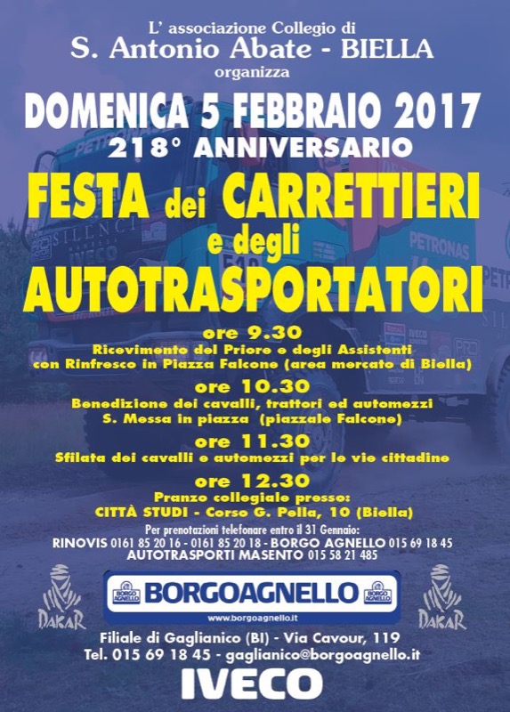 DOMENICA 5 FEBBRAIO FESTA DEI CARRETTIERI E DEGLI AUTOTRASPORTATORI BIELLA | Il Cerca Artigiano di Qualità