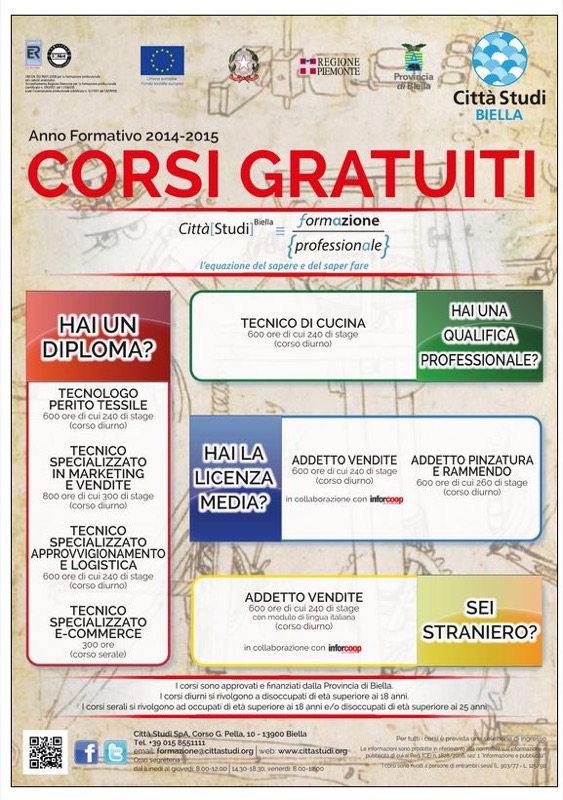 CORSI GRATUITI A CITTA' STUDI PER LA FORMAZIONE PROFESSIONALE 2015 | Il Cerca Artigiano di Qualità