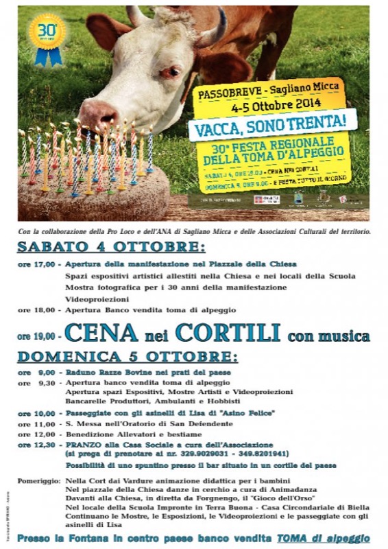 FESTA REGIONALE DELLA TOMA D'ALPEGGIO dal 04/10/2014 al 05/10/2014 | Il Cerca Artigiano di Qualità