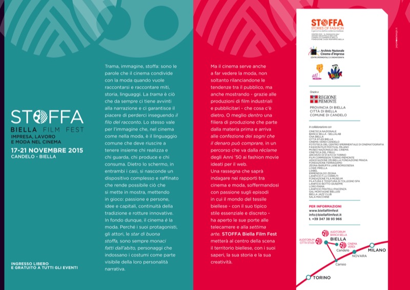 STOFFA BIELLA FILM FEST DAL 17 AL 21 NOVEMBRE TRA BIELLA E CANDELO | Il Cerca Artigiano di Qualità