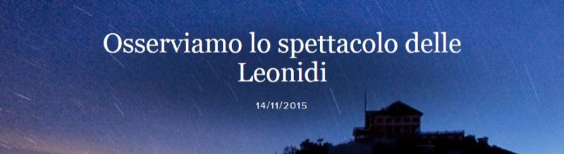 EVENTO ALL'OASI ZEGNA: OSSERVAZIONE DELLO SPETTACOLO DELLE LEONIDI | Il Cerca Artigiano di Qualità