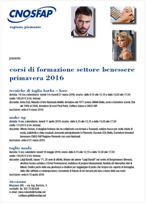 CORSI DI FORMAZIONE SETTORE BENESSERE PRIMAVERA 2016 | Il Cerca Artigiano di Qualità