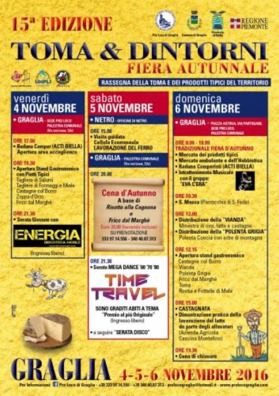 TOMA & DINTORNI 15^ FIERA AUTUNNALE DI GRAGLIA DAL 04 AL 6 NOVEMBRE | Il Cerca Artigiano di Qualità