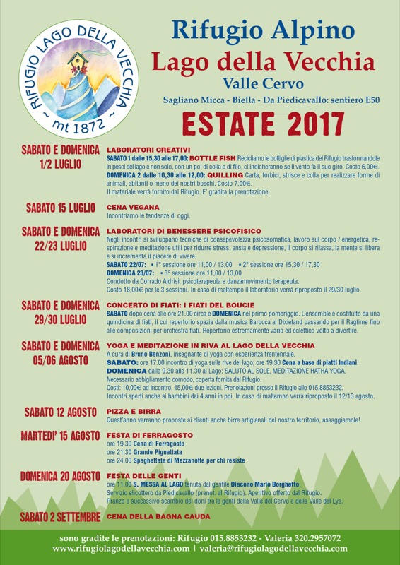 LABORATORIO DI BENESSERE PSICOFISICO AL RIFUGIO DEL LAGO DELLA VECCHIA | Il Cerca Artigiano di Qualità