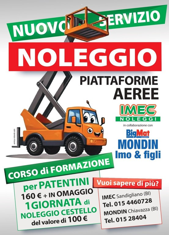 BIG MAT MONDIN & IMEC aperte le iscrizioni al corso per l'uso delle piattaforme aeree.